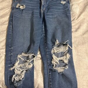 American Eagle Outfitters Ripped Blue Boyfriend Jeans